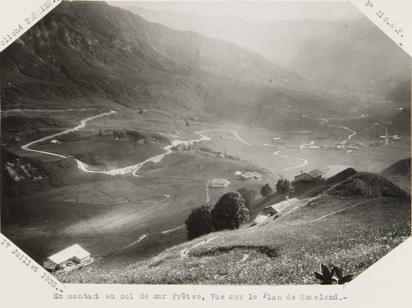 Vue depuis le col de sur Frêtes en juillet 1937