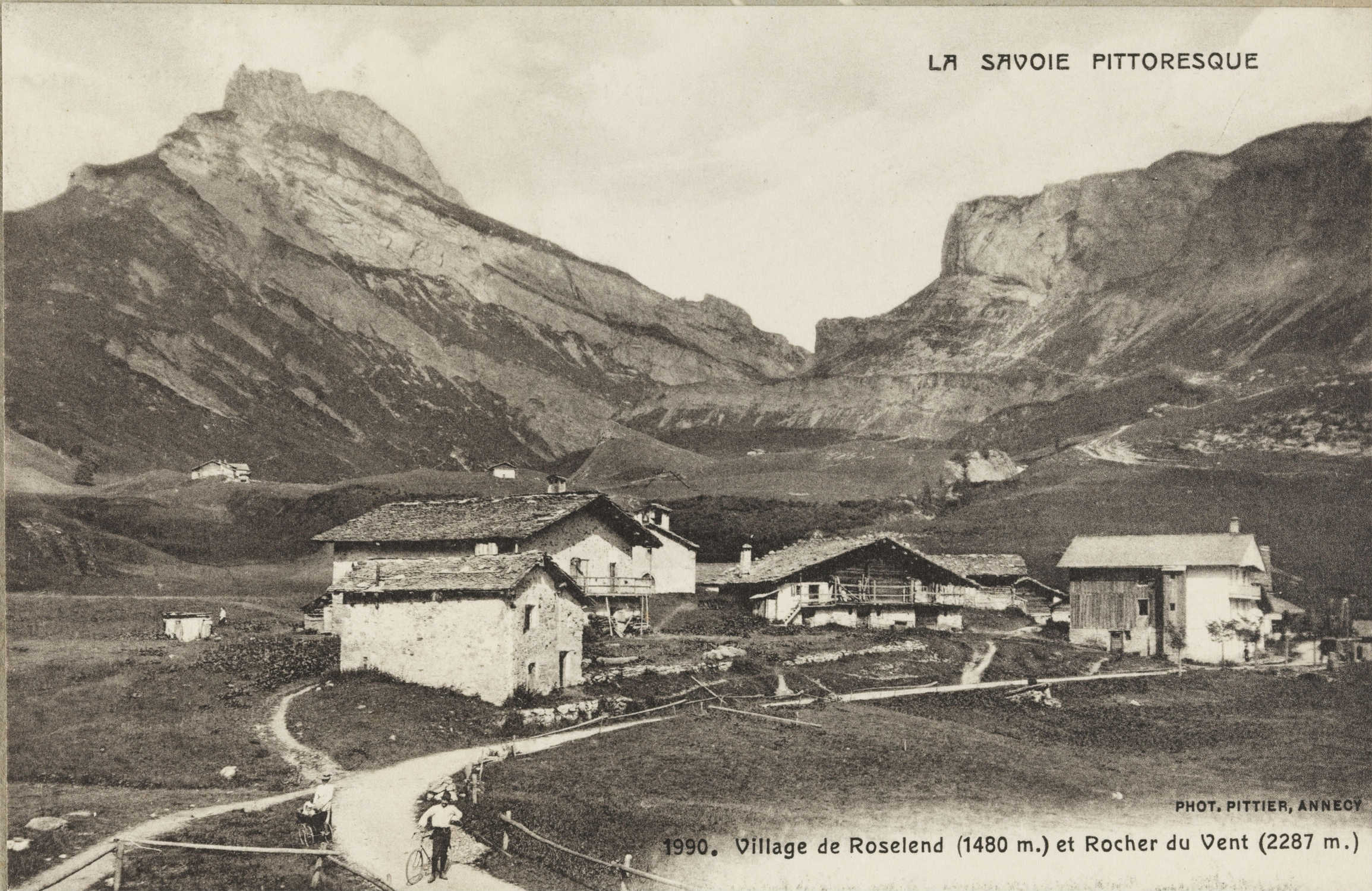 Village de Roselend (1480 m) et Rocher du Vent (2287 m) - Auguste et Ernest Pittier - 1899-1922