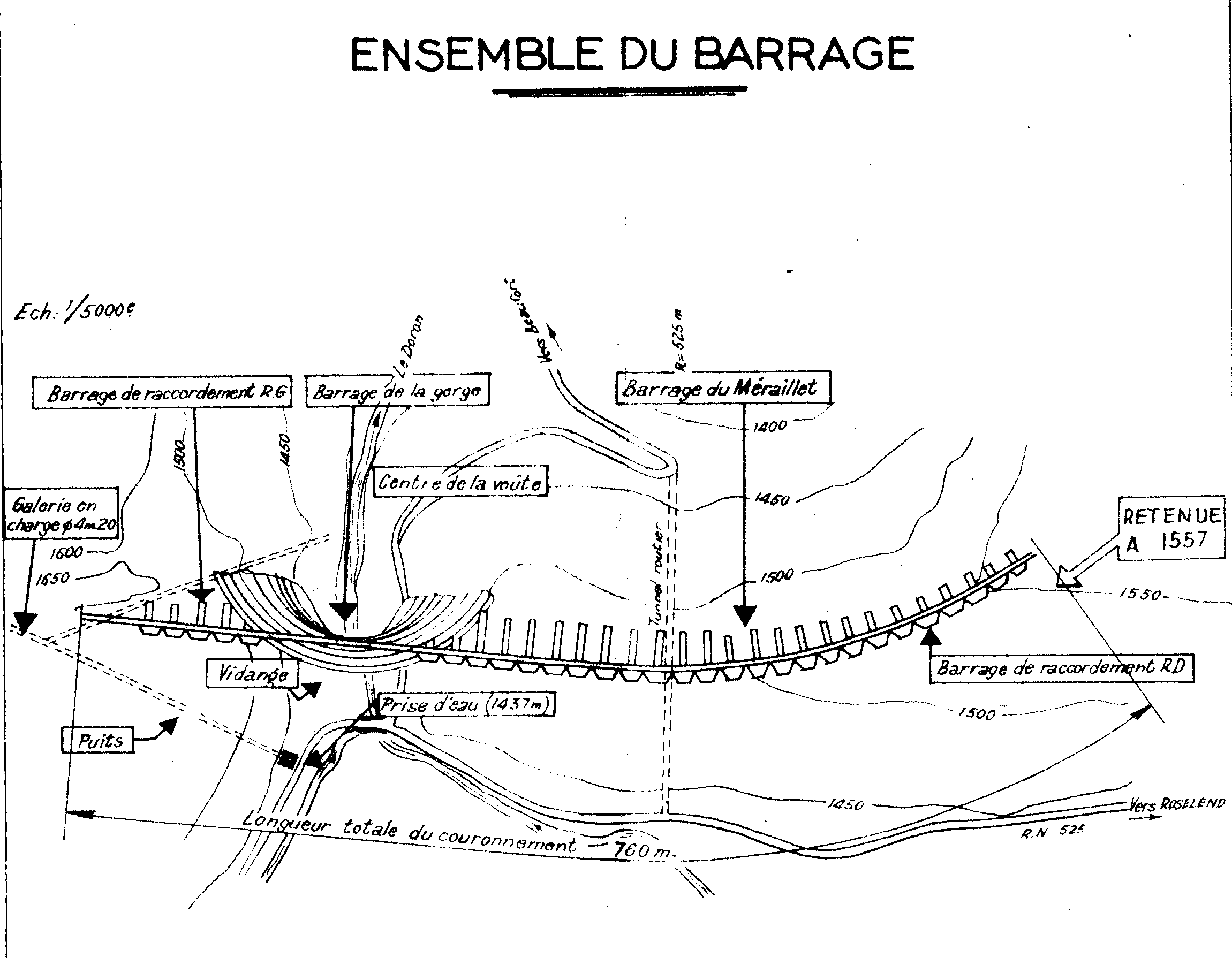 Schéma de l’ensemble du barrage vu du dessus