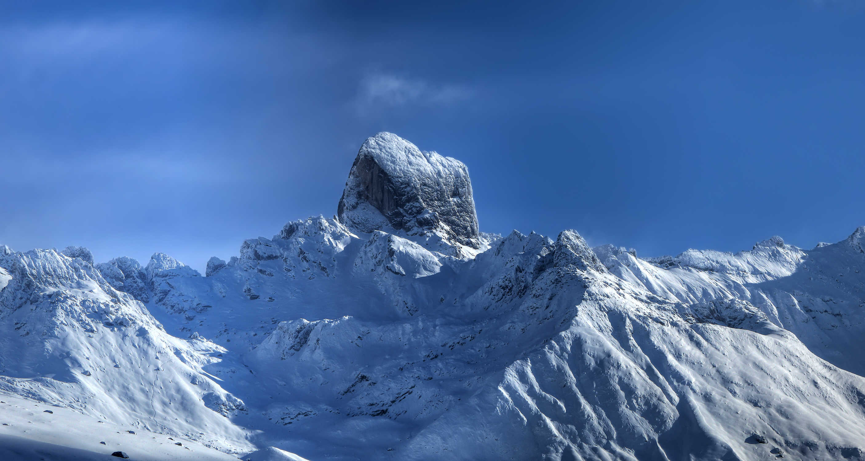 La Pierra Menta vue de la Roche Parstire en hiver - Beaufortain